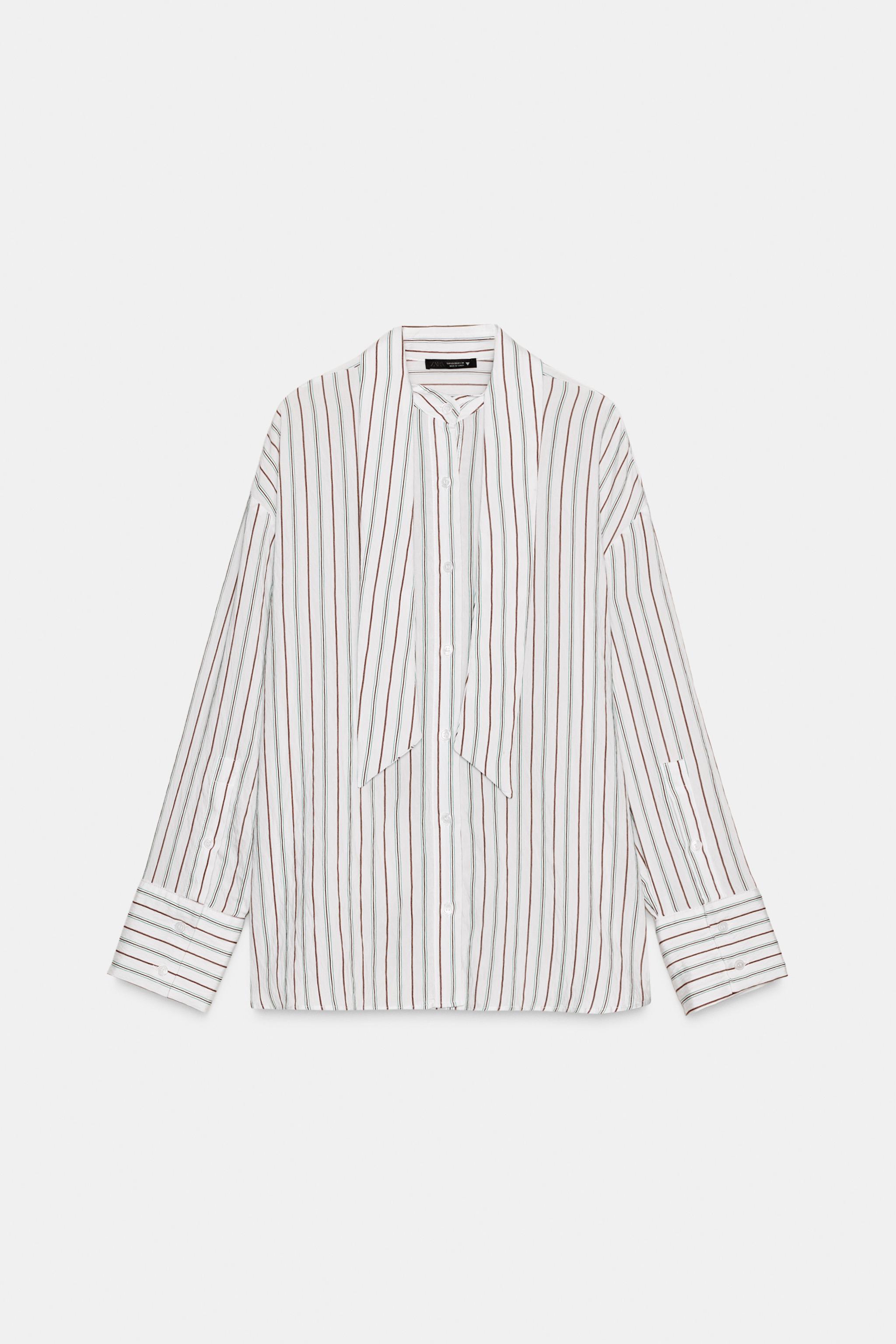CHEMISE FLUIDE À RAYURES AVEC FOULARD